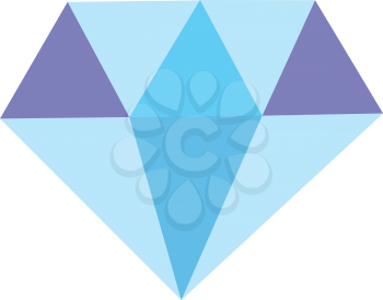 A precious sparkling diamond reflecting blue & purple color vector color drawing or illustration 