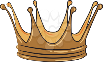 A golden shining head ornament worn by royals called crown vector color drawing or illustration 