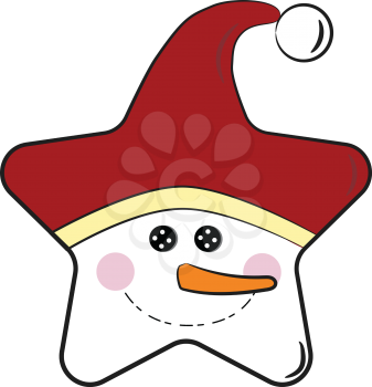 Cute Christmas themed cushion with snowman design and Santa hat vector color drawing or illustration 