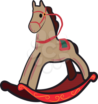A rocking horse toy for kids as Christmas gift vector color drawing or illustration 