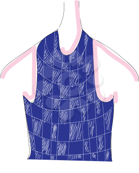 Blue and white square patterned shirt hanging on a dress hanger vector illustration on white background.