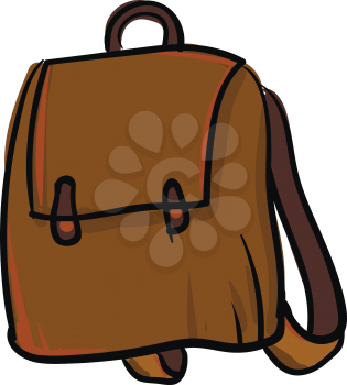 Simple brown backpack vector illustration on white background.