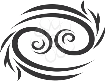 Basic black cancer horoscope sign vector illustration on white background.