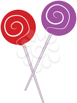 Red and purple lollipops vector illustration on white background.