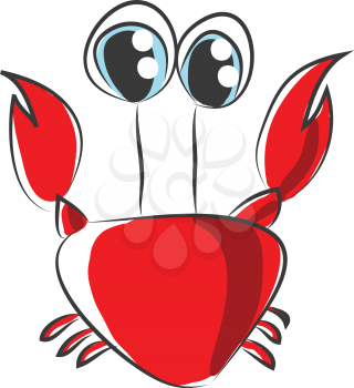 Cartoon of red crab vector illustration on white background.