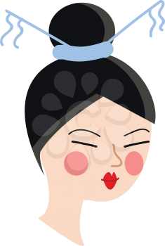 Chines girl vector illustration on white background.