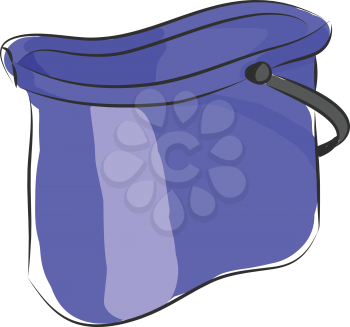 Blue bucket vector illustration on white background.