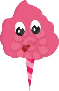 Pink cotton candy with big eyes vector illustration on white background