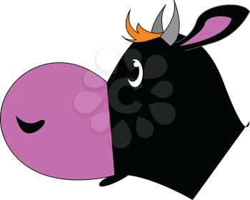 Side view of black cow vector illustration on white background.