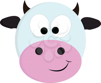 White and black cute cow vector illustration on white background.
