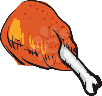 Crispy fried chicken leg vector illustration on white background.