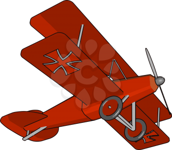 A biplane is a fixed winged airplane with two main wings stacked one above the other It produces more than monoplane wing or vector color drawing or illustration