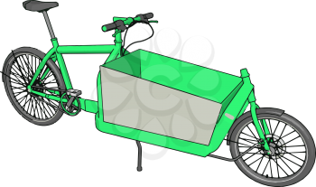 A bicycle with trolley can be used for carrying or transportation of small things goods from one place to another place for short distance vector color drawing or illustration