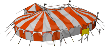 Circuses perform in a huge tent called the Big Top specially erected for them Beneath all the joy and adventure hides a world of sacrifice hard work abuse vector color drawing or illustration