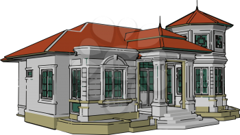A bungalow is a one story house cottage or cabin Bungalow are generally small I terms of square footage but it is not uncommon to see very large bungalows vector color drawing or illustration