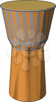 The djembe has a body or shell carved of hardwood and a drumhead made of untreated rawhide most commonly made from goatskin a versatile drum vector color drawing or illustration