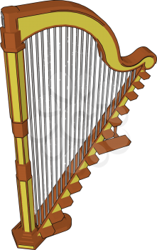 Harps have strings of catgut nylon metal or some combination Basic components of harps are a neck resonator and strings vector color drawing or illustration