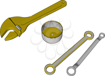 Hand tool used for tight the nuts and bolts or keep them from turning They are chrome plated to resist corrosion and for ease of cleaning vector color drawing or illustration