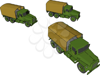 Truck like large vehicle used by army or military to travel on official duty vector color drawing or illustration