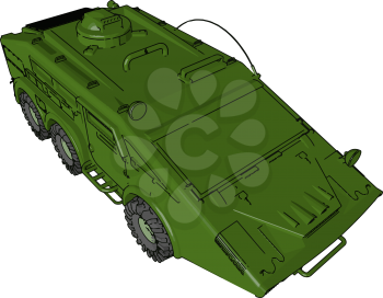 Armored car is loaded with gun and weapons It is also used for transportation vector color drawing or illustration
