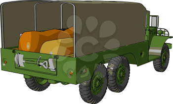 This military motor are part of defense which are driven by soldiers It transport the materials through asphalted roads and unpaved dirt or mud roads vector color drawing or illustration