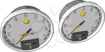 A tachometer is an instrument measuring the rotation speed of a shaft or disk vector color drawing or illustration