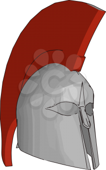 A medieval helmet used by warriors or soldiers during war for protection from injury attack vector color drawing or illustration
