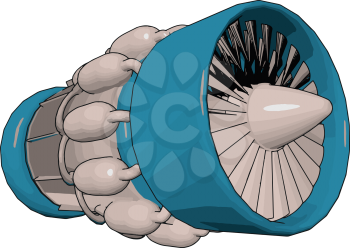 Jet engine used in electrical power generation for powering water natural gas oil pumps and providing propulsion for ships and locomotive vector color drawing or illustration