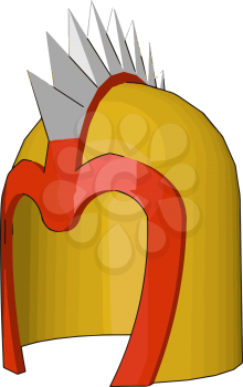 A spiny helmet used by warriors or soldiers during war to safeguard from enemy weapon vector color drawing or illustration