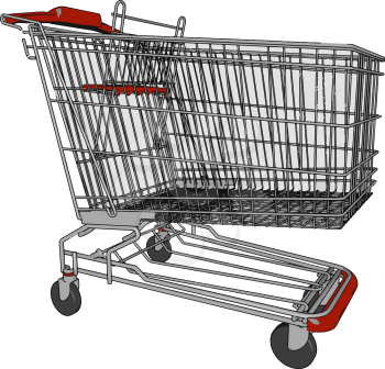 A shopping cart or trolley is a cart supplied by a shop especially supermarkets to carry things vector color drawing or illustration
