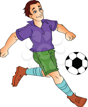 Young Man Playing Soccer, vector illustration