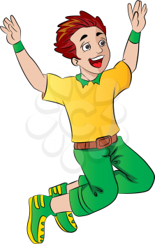 Young Man Celebrating Victory, vector illustration