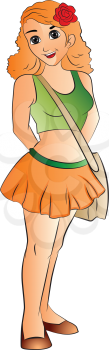Young Woman in a Miniskirt, vector illustration