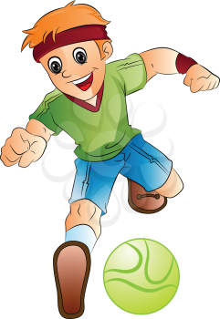Boy Playing Soccer, vector illustration