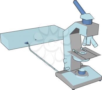A microscope commonly used in schools college for study and research purposes having lenses to magnify vector color drawing or illustration