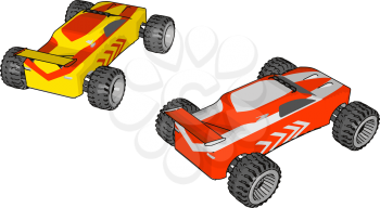 These are little plastic cars for kids playing and amusement vector color drawing or illustration