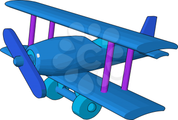 A unique biplane toy in blue color looking so attractive used for children playing and entertainment vector color drawing or illustration