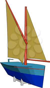 In sail boat a sail is a tensile structure made from fabric or other membrane materials vector color drawing or illustration
