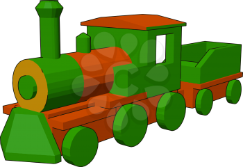 Multicolored attractive toy rail engine with a trolley It is most favored by children vector color drawing or illustration