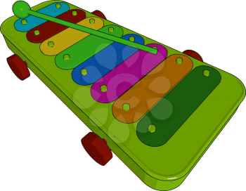 A toy glockenspiel is a percussion instrument composed of a set of tuned keys arranged in the fashion of the keyboard of a piano vector color drawing or illustration