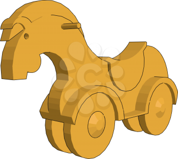 Infants used to enjoy riding on this wheeled toy horse under supervision of their parents vector color drawing or illustration