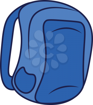 A blue backpack with a side pocket vector color drawing or illustration