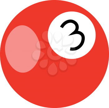 An illustration of an orange colored billiard ball with the number 3 written on it vector color drawing or illustration