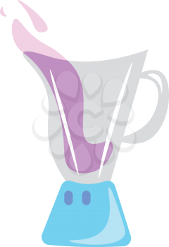 A blender consisting of a purple colored liquid which is falling out from it vector color drawing or illustration