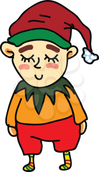 A picture of a boy with his eyes closed looking happy and wearing a red hat vector color drawing or illustration
