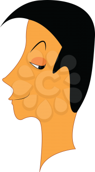 A boy with black hair smirking and looking in his left direction vector color drawing or illustration