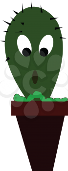 A cartoon of a cactus which makes an expression of shock vector color drawing or illustration
