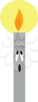 A cartoon of a candle which is looking up with an expression of shock