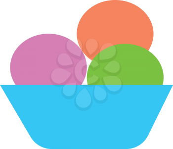 A bowl containing three scoops of ice cream vector color drawing or illustration