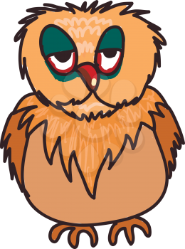 A sleep deprived brown owl vector color drawing or illustration